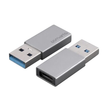 4smarts USB A 3.0 to USB C Passive Adapter 2 Piece Set Silver