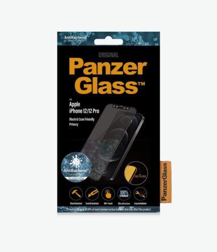 PanzerGlass Privacy Screen Protector iPhone 12/12 Pro Black Case Friendly Antibacterial