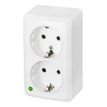 DOUBLE SCHUKO SURFACE SOCKET WHITE